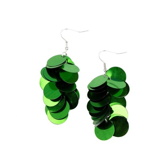 Paparazzi Green SEQUIN Earrings - Picture 1 of 5